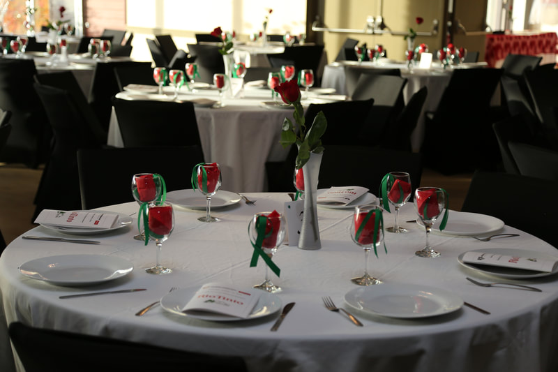 menus and table setting corporate event