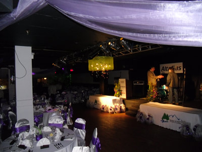 Stage setup at a corporate event