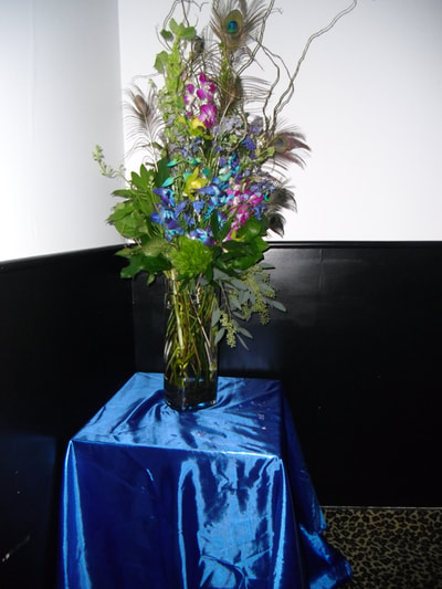decorative blue flowers corporate event