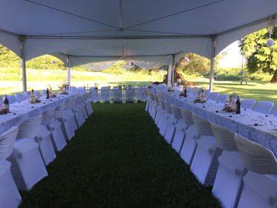 Danielle and Brendan Chesterman's Wedding Aug. 5 2017, tented dining area