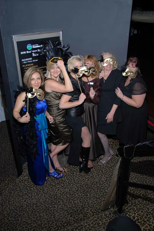 Corporate event attendees with masks 