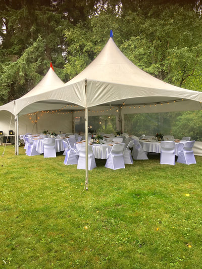 Covered seating area at a wedding in Terrace BC