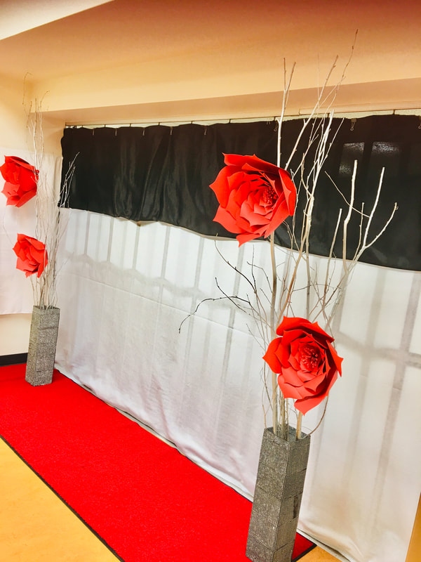 decorative roses at corporate event