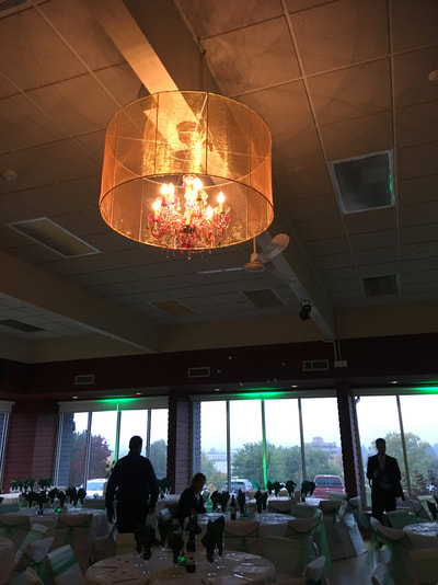 light fixture at a corporate event