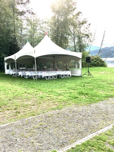 Outdoor covered venue for a wedding in Terrace BC