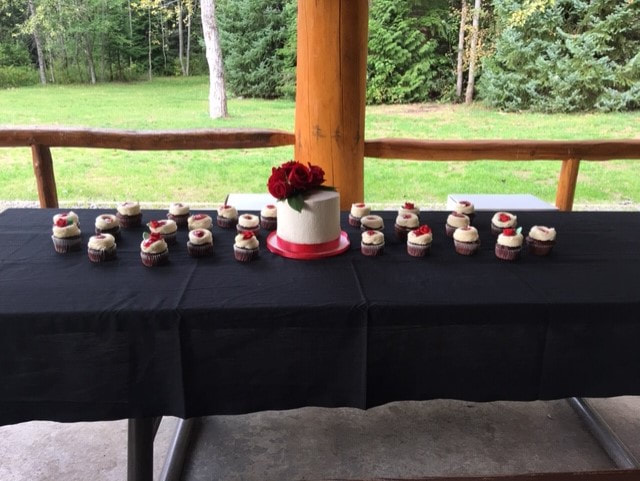Cake and cupcakes at a wedding in Terrace BC