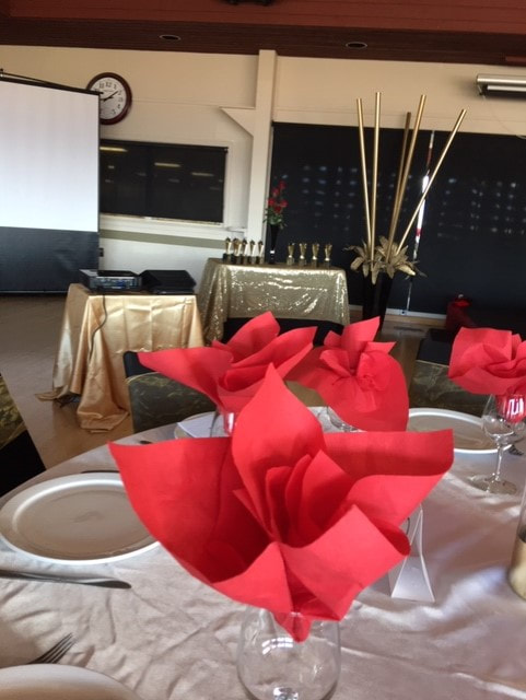 setting at corporate events, red